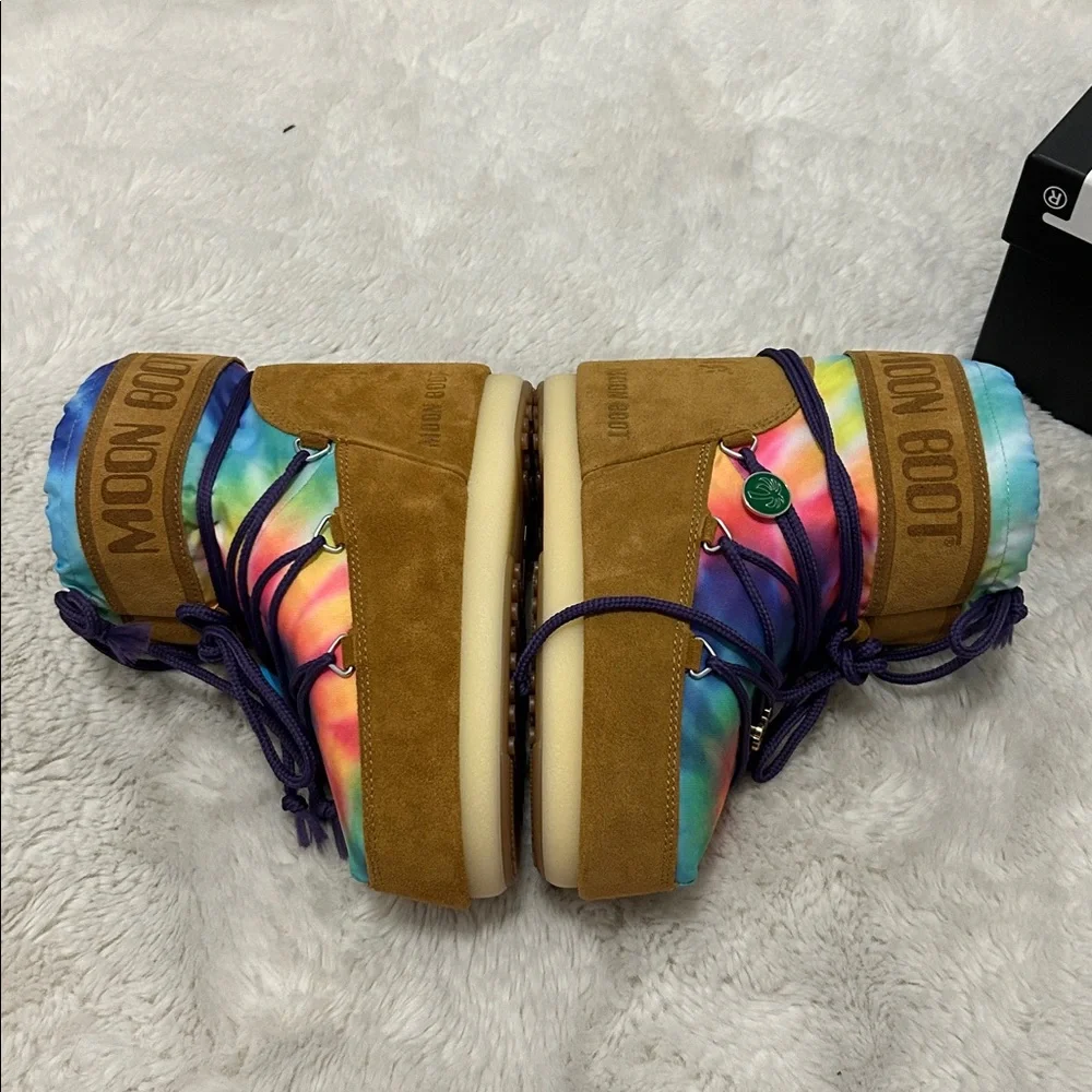 Moon Boot x Palm Angels Brown Multicolored  Fleece Lined Suede Boots